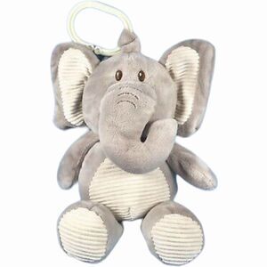 KELLYTOY Elephant Plush Lovey Rattle Clip On Toy Gray Soft Cuddly Crinkle Ears